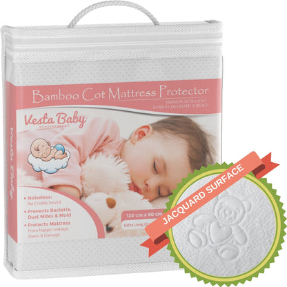 Bamboo Jacquard Cot Mattress Protector 60x120cm