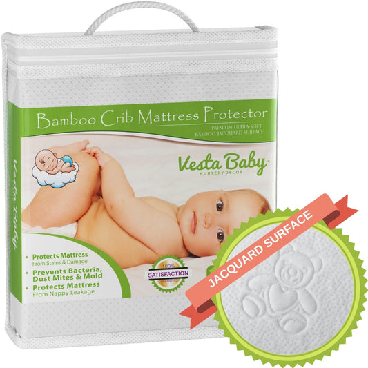 Jacquard Bamboo Crib Mattress Protector 52x28 in