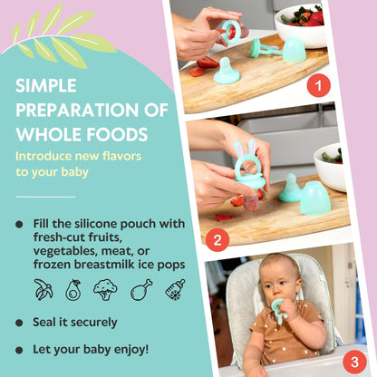 Soft Silicone Fruit Feeder Food Nibbler Teether Set