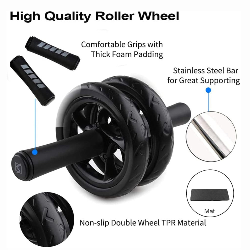 No Grit, All Gain: Non-slip Dual-wheel Ab Roller for Intensive Core Workouts